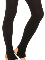 Plush Fleece Lined Stirrup Tights In Black