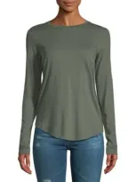 Vince Long Sleeve Crewneck Top In Tarragon