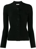 Sandro Gabrielle Ribbed Knitted Cardigan In Black