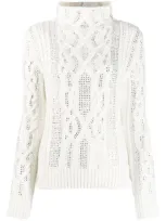 Ermanno Scervino Cable Knit Jumper In White