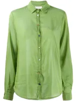 Forte Forte Sheer Contrasting-buttons Shirt In Green