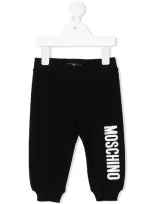 Moschino Kids' Logo Print Joggers In Black