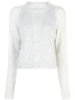 Proenza Schouler Mock Neck Raglan Cropped Sweater In Grey