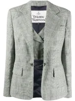 Vivienne Westwood Fitted Check Blazer In White