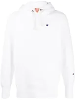 Champion Drawstring Logo Hoodie In White