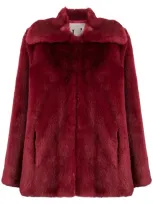 L'autre Chose Faux-fur Short-length Coat In Red