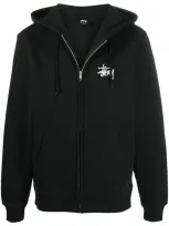 Stussy Logo-print Zip-up Hoodie In Black