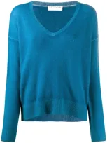 Majestic V-neck Cashmere Jumper In Blue