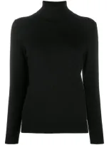 N•peal Cashmere Fine Knit Jumper With Roll Neck In Black