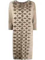 Raquel Allegra Printed Long-sleeved Dress In Grey