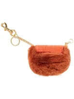 See By Chloé Hana Leather-trimmed Shearling Coin Purse In Brown