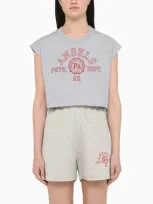 Palm Angels Logo-print Crop Top In Grey Cotton