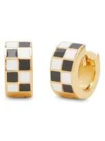 Petit Moments Checkered Huggie Hoop Earrings In Gold