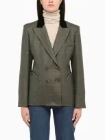 Blazé Milano Peak-lapel Double-breasted Jacket In Green