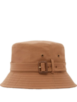 Burberry Buckled Reversible Check Cotton Bucket Hat In Brown