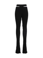 Andreädamo Andreadamo Ribbed Knit Slim Trousers In Black