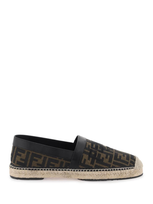 Fendi Logo-embroidered Leather-trimmed Canvas-jacquard Espadrilles In Brown