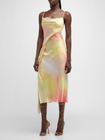 Jason Wu Collection Printed Silk Draped Charmeuse Slip Dress In Neutral