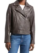 Sam Edelman Washed Leather Moto Jacket In Brown