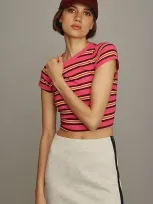 Maeve Ribbed Baby Tee In Pink