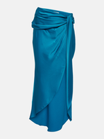 Simkhai Elisabetta Draped Satin Midi Skirt In Blue