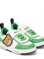 Moschino Kids' Teddy Bear Leather Sneakers In Green