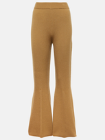 Joseph Wool-blend Knit Flared Pants In Brown