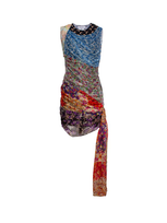 Marine Serre Patchwork Patterned Asymmetric Mini Dress In Multicolor