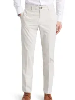 Berle Trim Fit Cotton Poplin Dress Pants In Stone