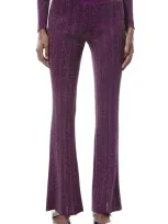 Mango Lurex Knit Flared Trousers Purple