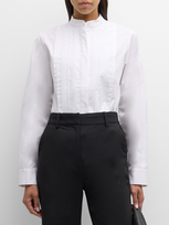 Co Pleated Bib-front Tuxedo Shirt In White