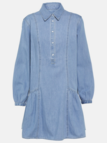 Veronica Beard Chaia Puff-sleeve Denim Minidress In Blue