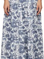 Staud Graphic-print High-waisted Skirt In Blue