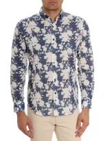 Robert Graham Dominus Tailored Fit Floral Cotton Button-up Shirt In White