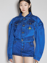 Vivienne Westwood Womens Blue Boxer Logo-embroidered Denim Jacket