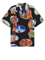 Pleasures 7 Wonder Camp Bowling Shirt In Black