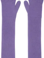 Auralee Purple Baby Cashmere Knit Long Gloves