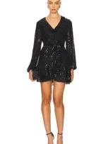 Bardot Triple Frill Sequin Dress In Black