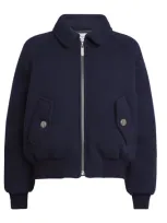 Barrie Cashmere-lambswool Bomber Jacket In Navy