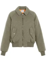 Barrie Knitted Bomber Jacket In Green