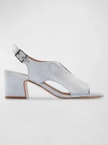 Bernardo Bedford Heels In Silver Tumbled Metallic Suede