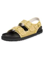 Birkenstock 1774 Milano Luxe Raffia Sandals In Green