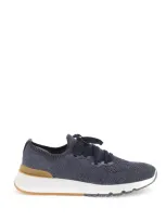 Brunello Cucinelli Knit Chine Sneakers In In Blue