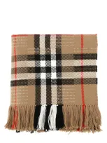 Burberry Checked Fringed Scarf In Multi