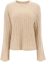 By Malene Birger Ribbed Knit Pullover Sweater In Beige