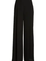 Carolina Herrera Pleated High Waist Wide Leg Pants In Black