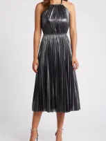 Chelsea28 Metallic Pleated Cocktail Dress In Gunmetal