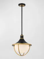 Crystorama Atlas 17" 3-light Outdoor Pendant In Matte Black  Textured Gold