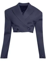 Dion Lee Crop Crop Jacket In Blue