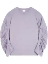 Dries Van Noten Ruched-sleeve Cotton T-shirt In Purple